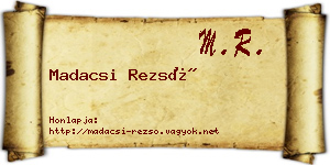 Madacsi Rezső névjegykártya